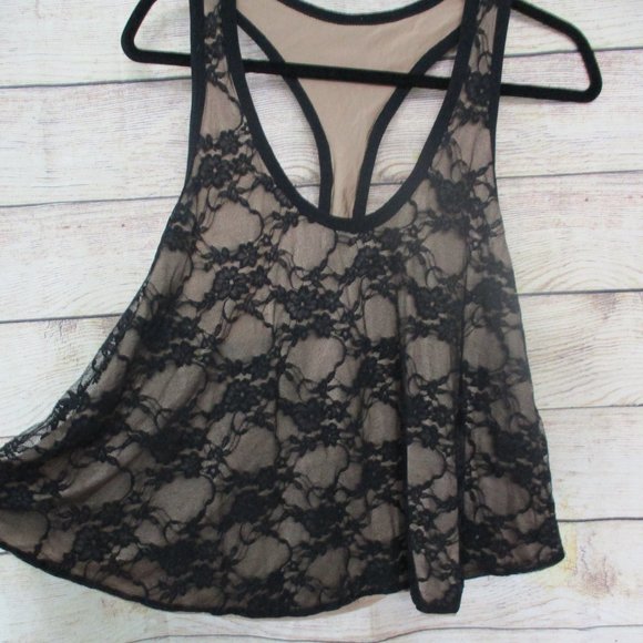 Cheryl Creations Nude Black Lace Racerback - Picture 2 of 5